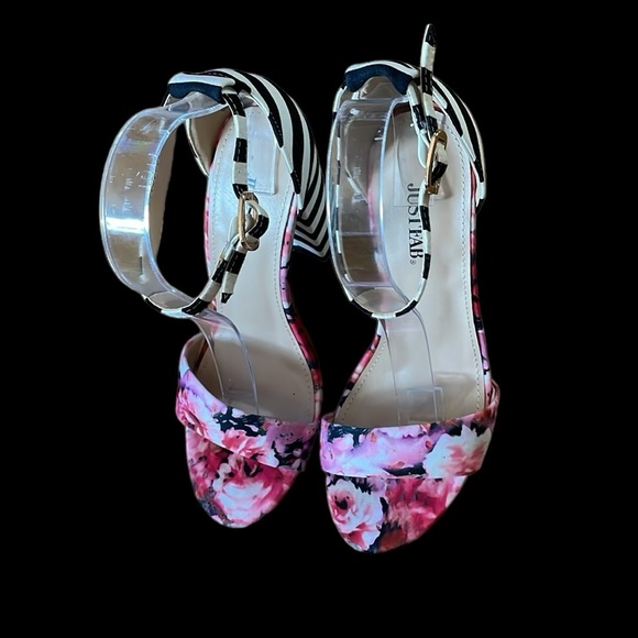Just Fab Lena Floral and Zebra Print Fabric Upper Sandals Size 8 - Picture 3 of 16